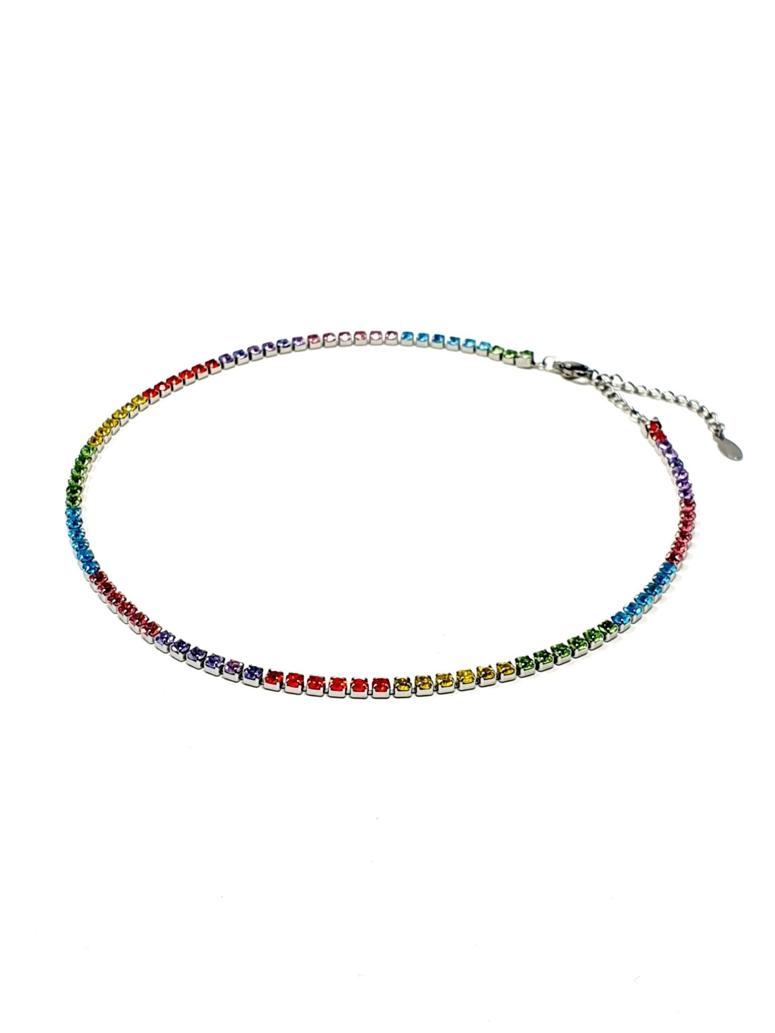 Choker/Girocollo tennis Silver con pietre Rainbow - 333HOPE333