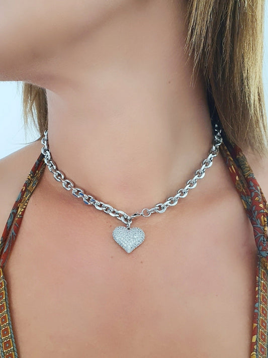 Collana girocollo “Shining Heart” Silver - 333HOPE333
