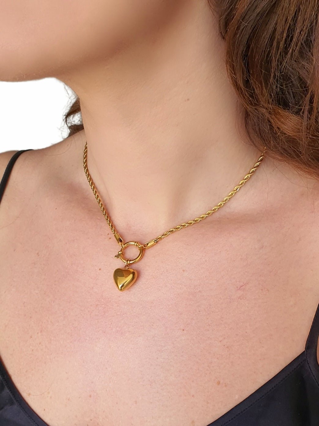 Collana torchon con cuore bombato Gold - 333HOPE333