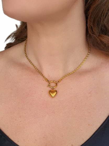 Collana torchon con cuore bombato Gold - 333HOPE333