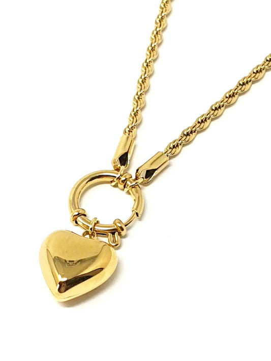 Collana torchon con cuore bombato Gold - 333HOPE333