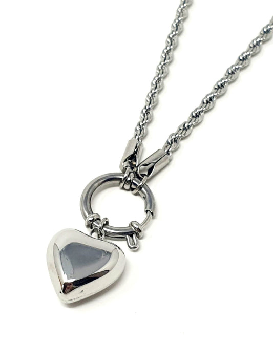 Collana torchon con cuore bombato Silver - 333HOPE333