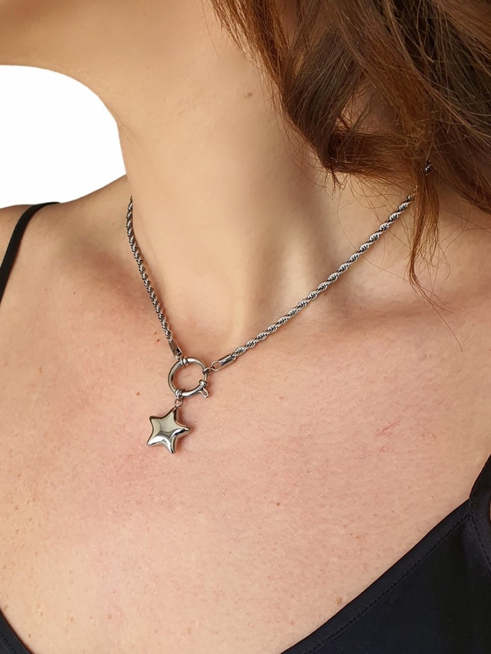 Collana torchon con stella bombata Silver - 333HOPE333