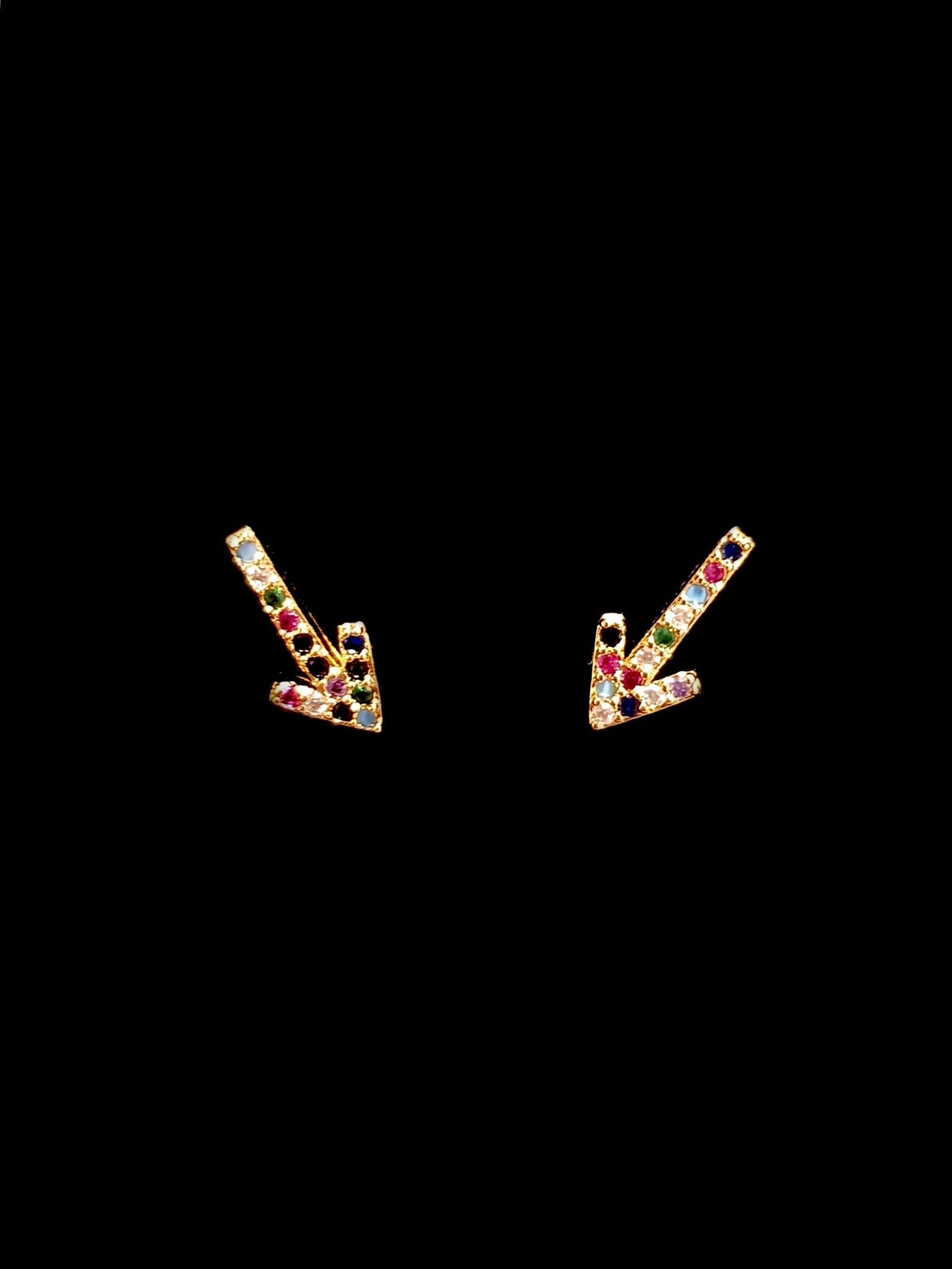 Coppia di lobetti “Freccia” gold con pietre multicolor - 333HOPE333