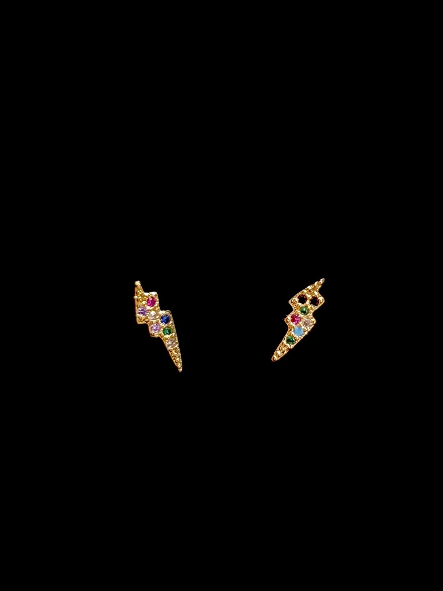 Coppia di lobetti “Fulmine” gold con pietre multicolor - 333HOPE333