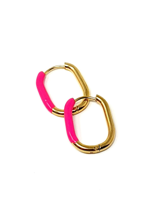 Coppia di orecchini "Bent Summer" Smalto Fucsia - 333HOPE333