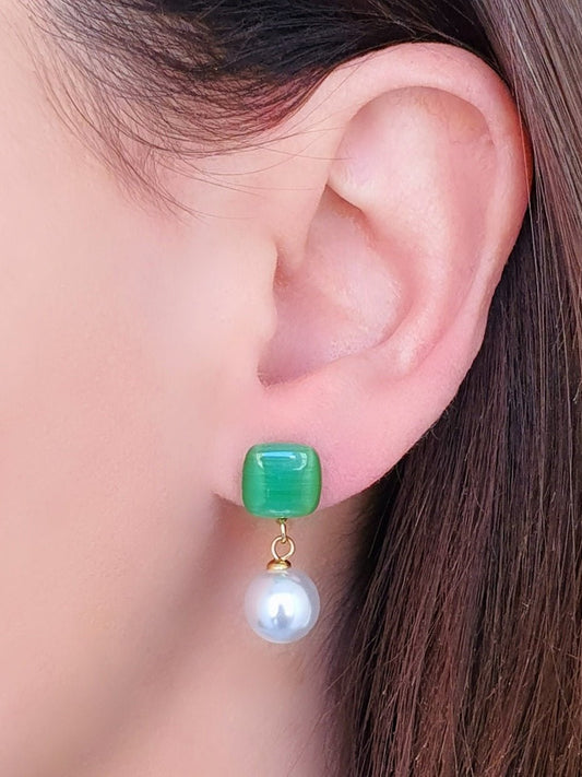 Coppia di pendenti "Gemme” Smeraldo con perle - 333HOPE333
