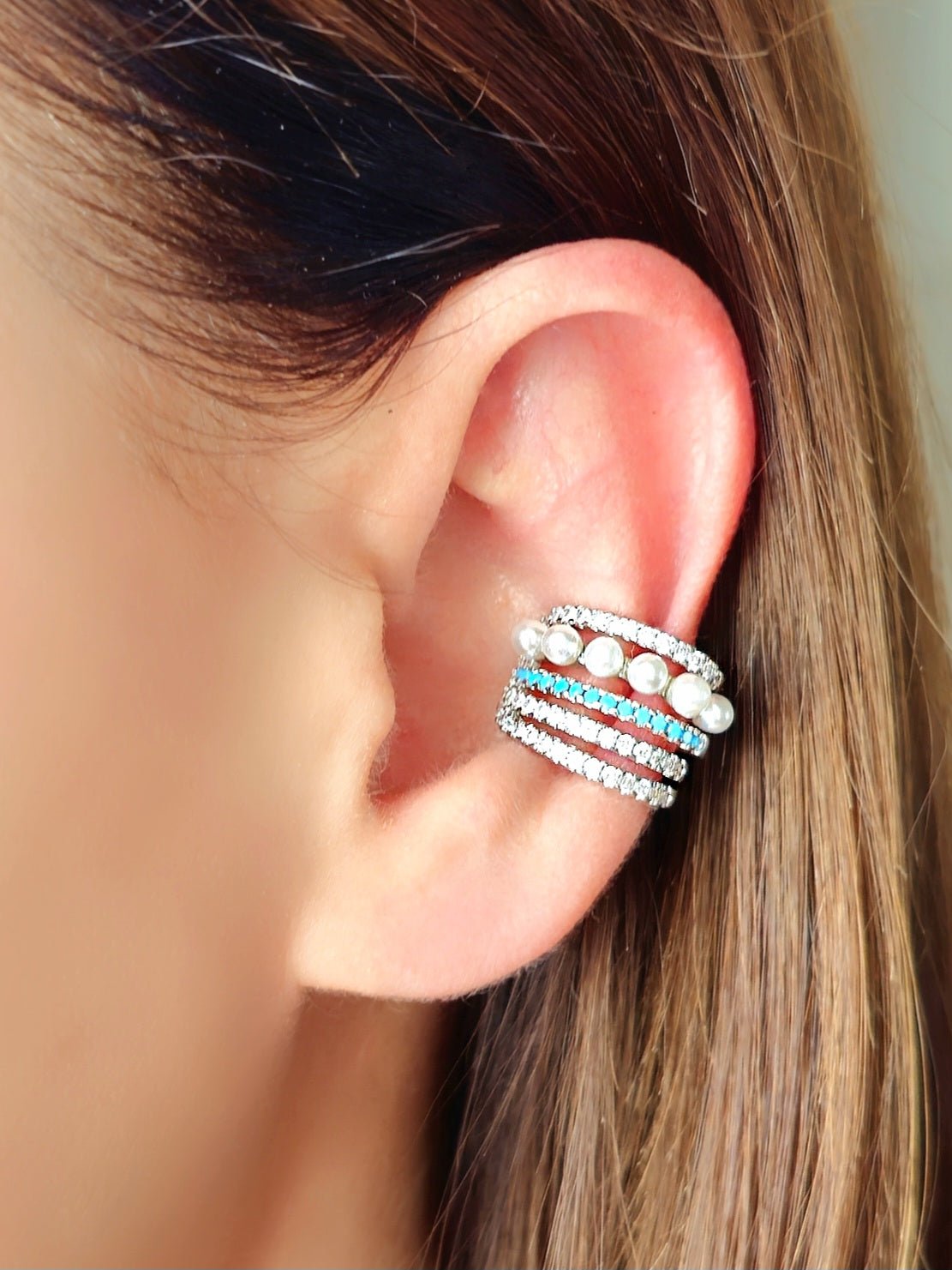 Ear cuff "Ariel" Silver con Pietre Turchesi - 333HOPE333