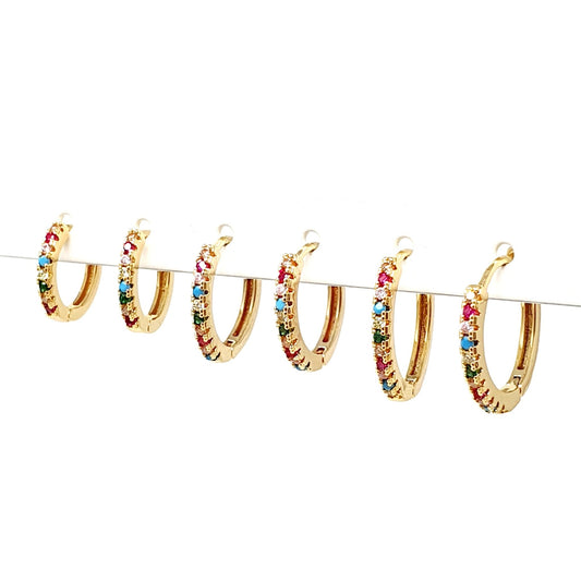 Set di 6 mini hoops “Esmeralda Shine" Gold & Multicolor - 333HOPE333