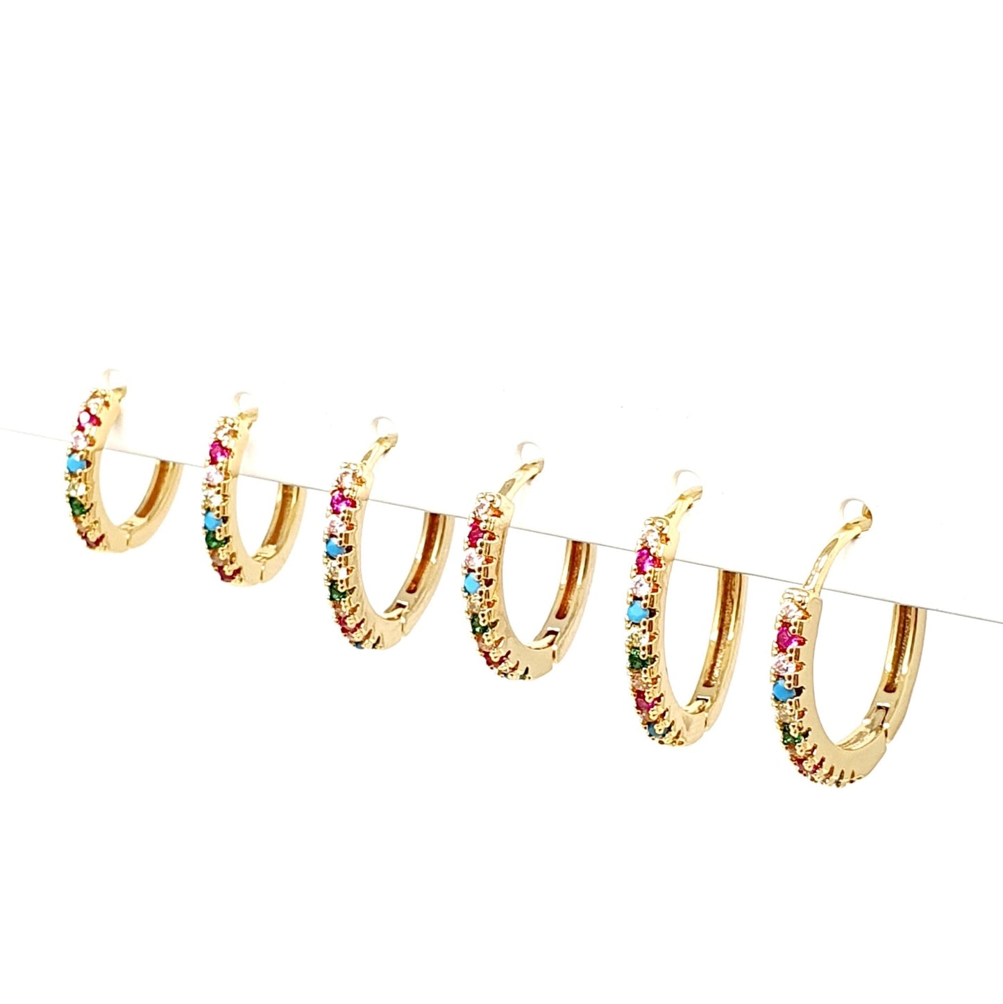 Set di 6 mini hoops “Esmeralda Shine" Gold & Multicolor - 333HOPE333