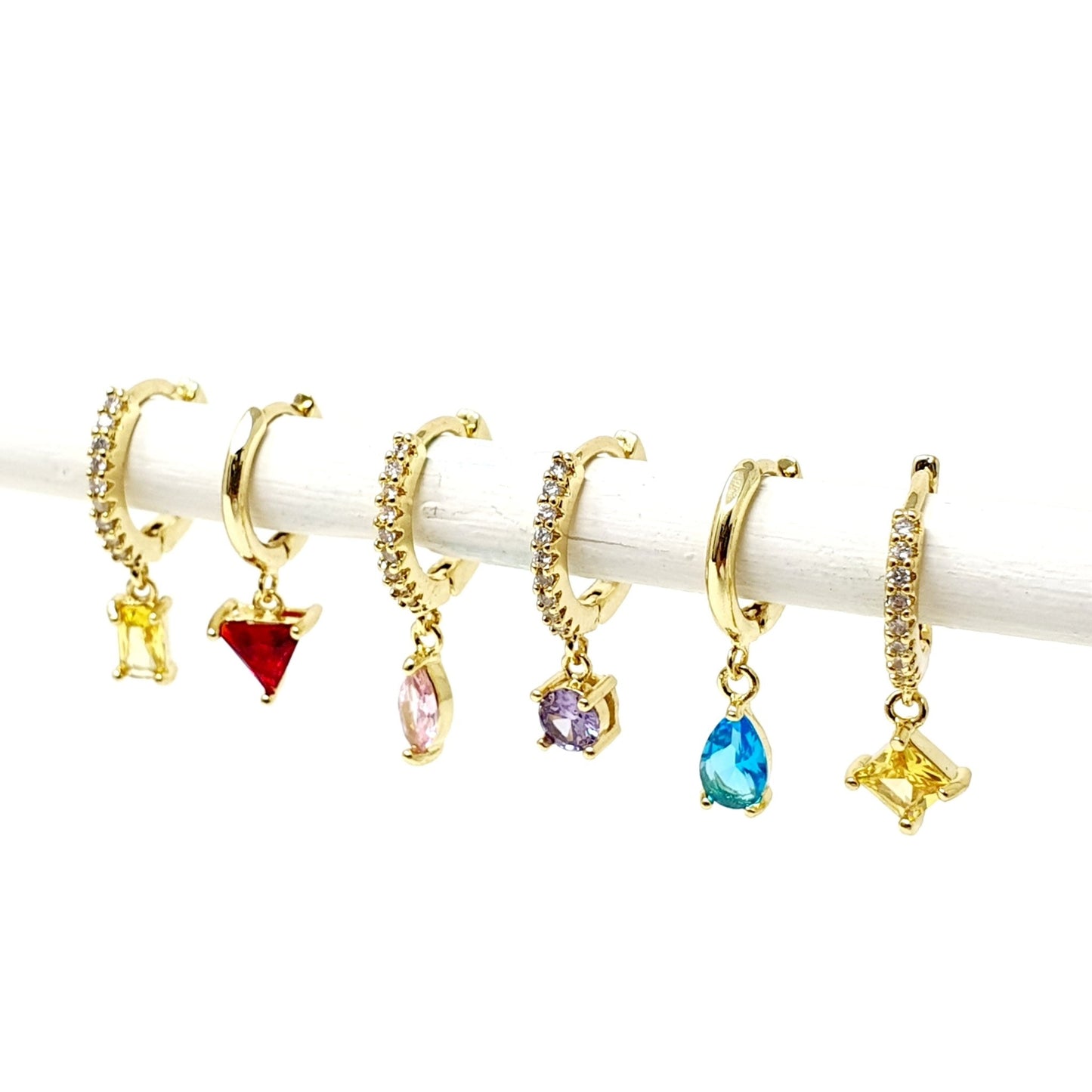 Set di 6 mini hoops “Stones" Gold - 333HOPE333