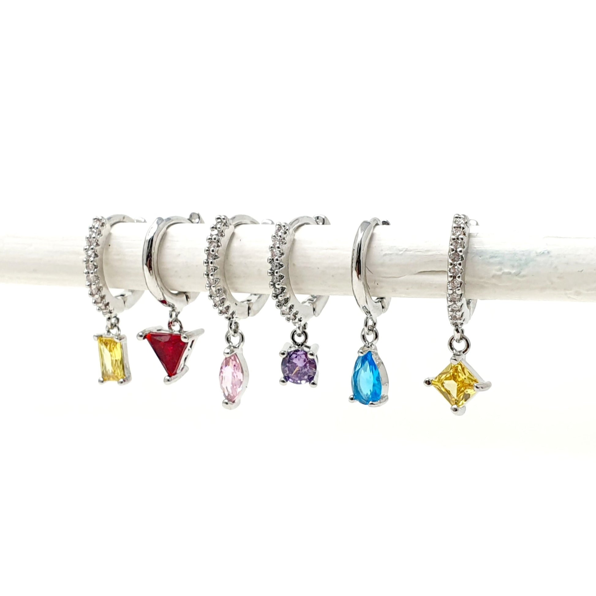 Set di 6 mini hoops “Stones" Silver - 333HOPE333