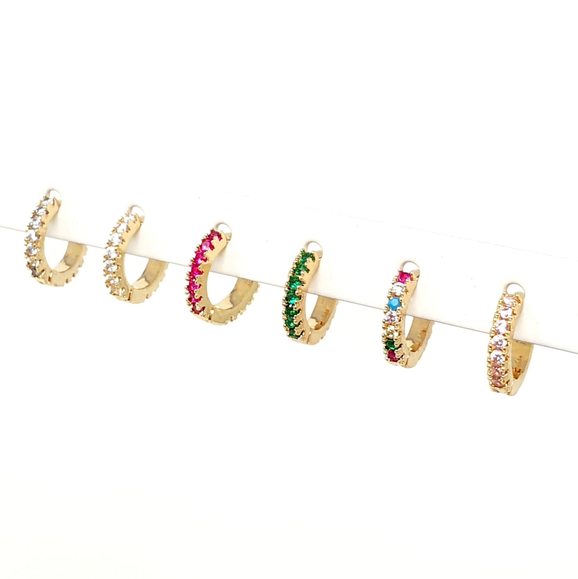 Set di 6 mini hoops “Zahara" gold multicolor - 333HOPE333